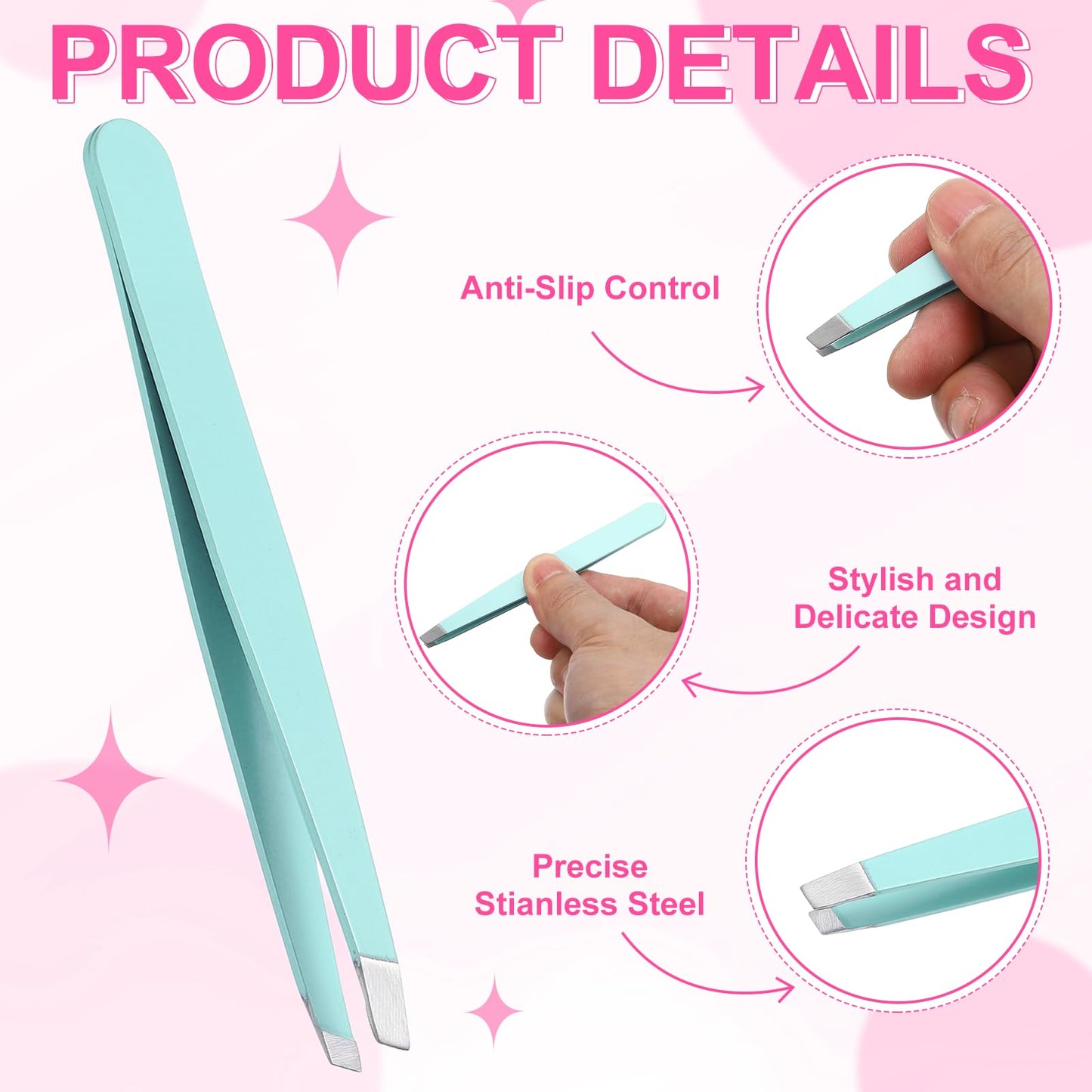 HARFINGTON 12Pcs Eyebrow Tweezers Set Stainless Steel Slanted Tip Beauty Tweezers Hair Plucking Casual Beauty Tools for Facial Hair Eyebrow, Blue Beauty and Personal Care HARFINGTON