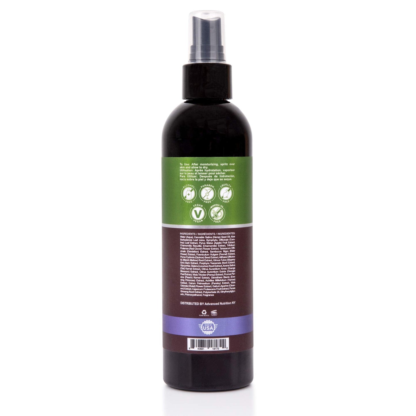Natural and Organic Fragrance 8 Oz Body Mist Spray by Serenata - Vegan, Alcohol and Paraben Free, Headache Free, with Hemp Seed Oil and Aloe EDP Beauty & Personal Care Serenata