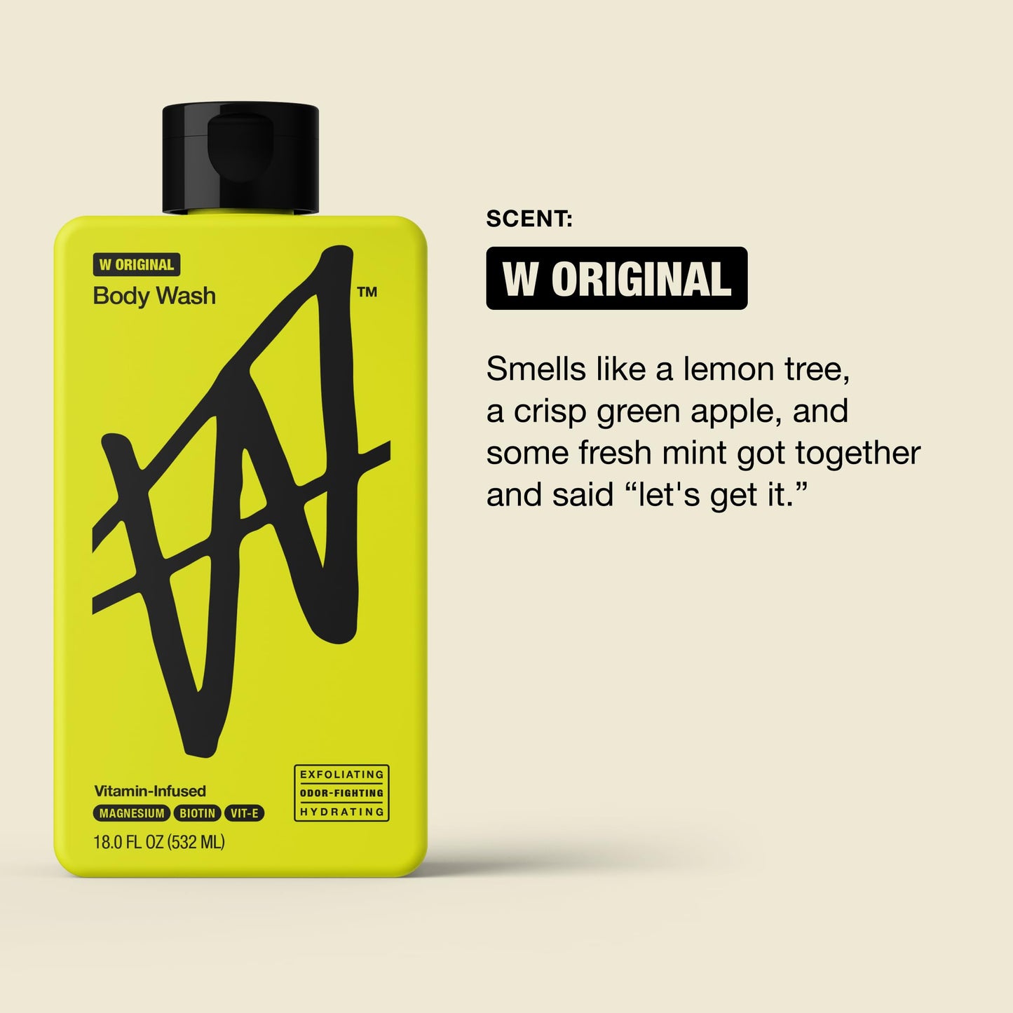W By Jake Paul Body Wash for Men, Exfoliating Shower Gel with Jojoba Oil, Deep Clean Hydrating Mens Bodywash, Original Scent, 18 fl oz Beauty & Personal Care W