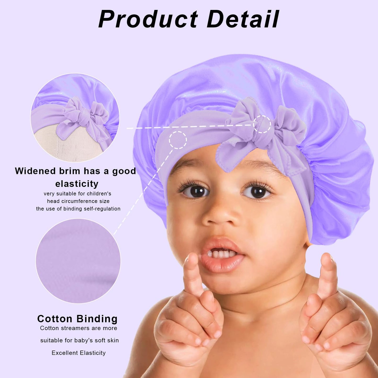 3Pcs Kids Silk Satin Bonnet for Sleeping - Baby Hair Sleep Bonnet,Kids Bonnets for Girls Toddler Child with Wide Elastic Tie Band,Night Cap Hats Beauty and Personal Care FIRSTPELLA