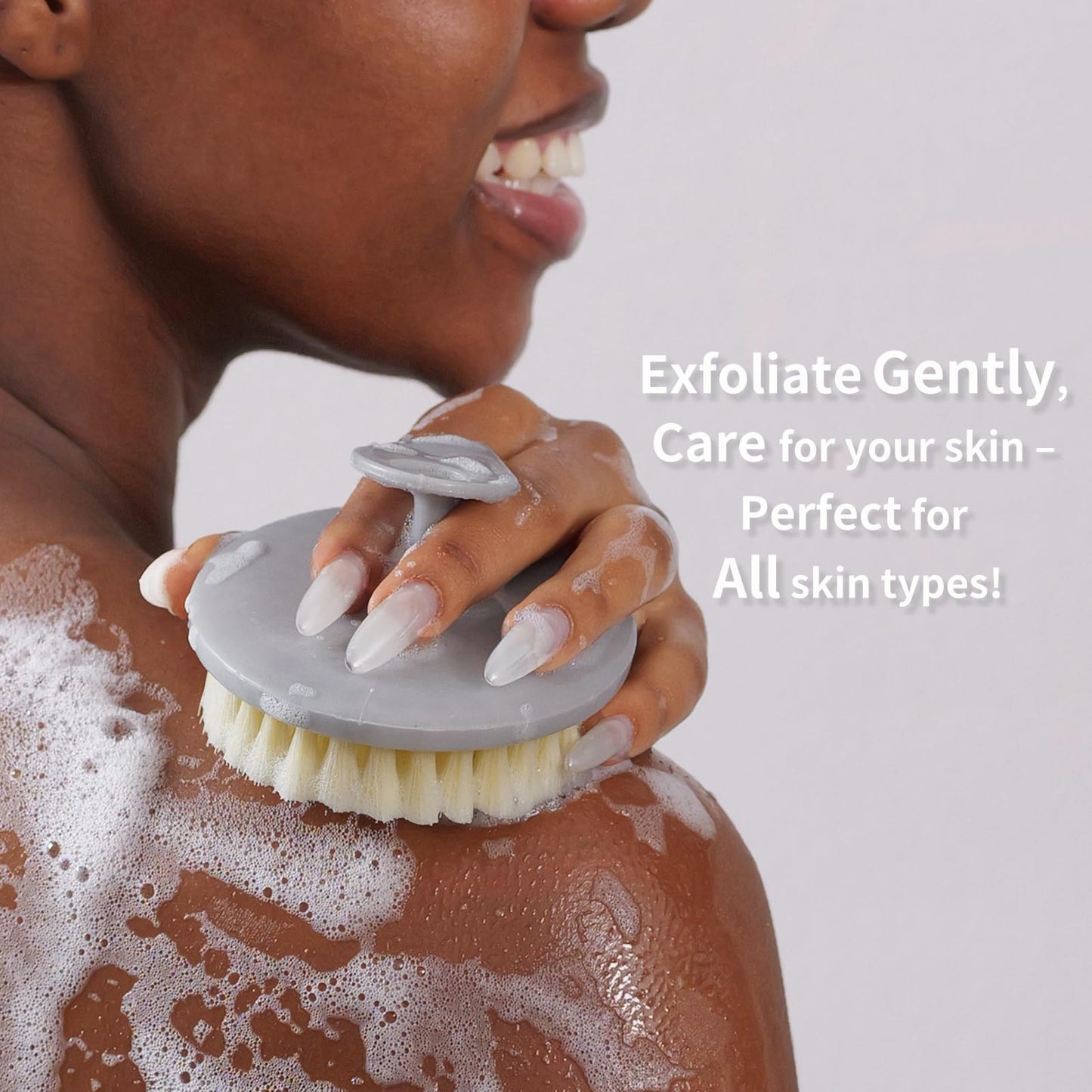 Body Scrubber 2 Pack, BEAUTAIL Gentle Exfoliating Shower Bath Brush, Soft Bristle Brushes for Sensitive Skin Women Men, Non-Slip Hand-Clip, Durable Beauty and Personal Care BEAUTAIL