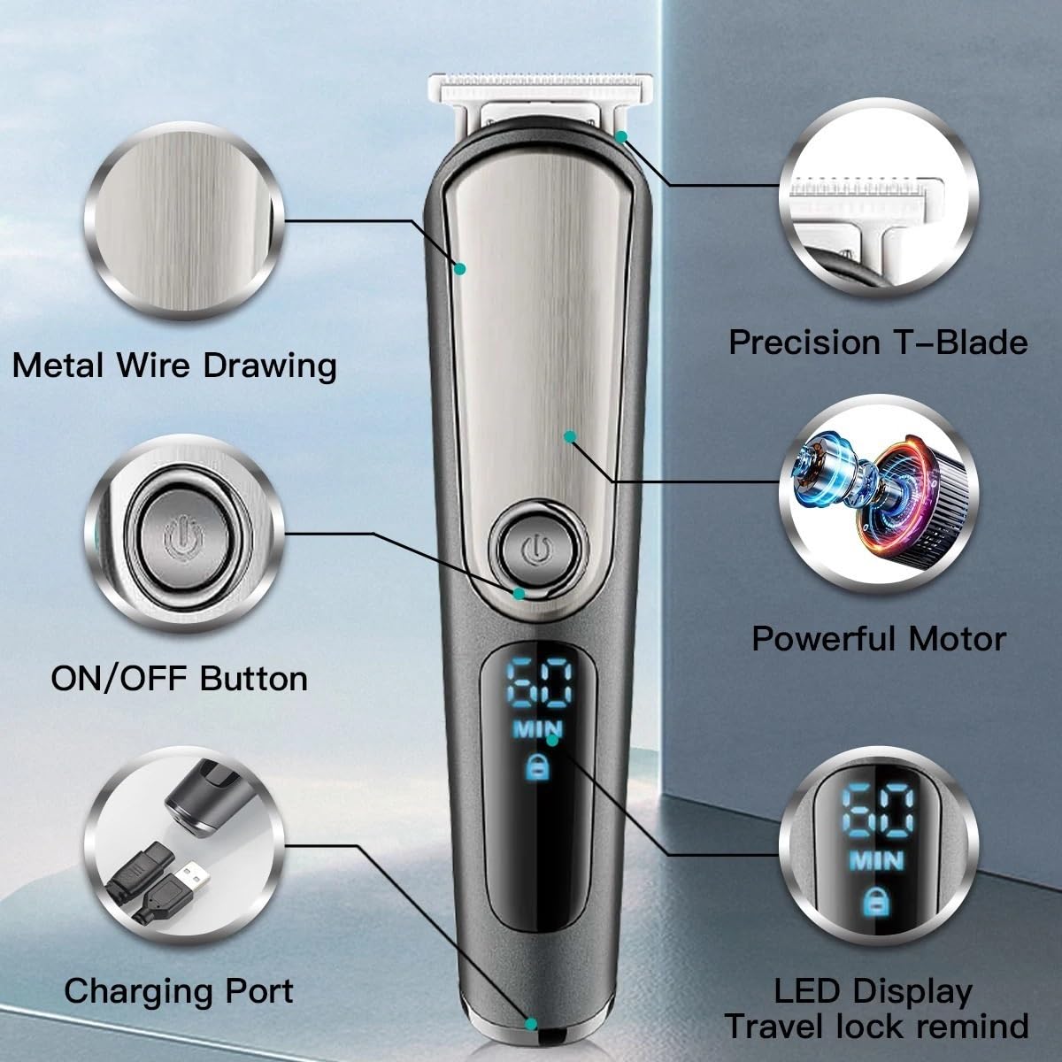 QDKVTNDJZ Hair Clippers for Men, 5 in 1 Adjustable Beard Trimmer for Body Groomer Electirc Shaver Facial Nose Ear Eyebrow Rechargeable Beauty and Personal Care QDKVTNDJZ