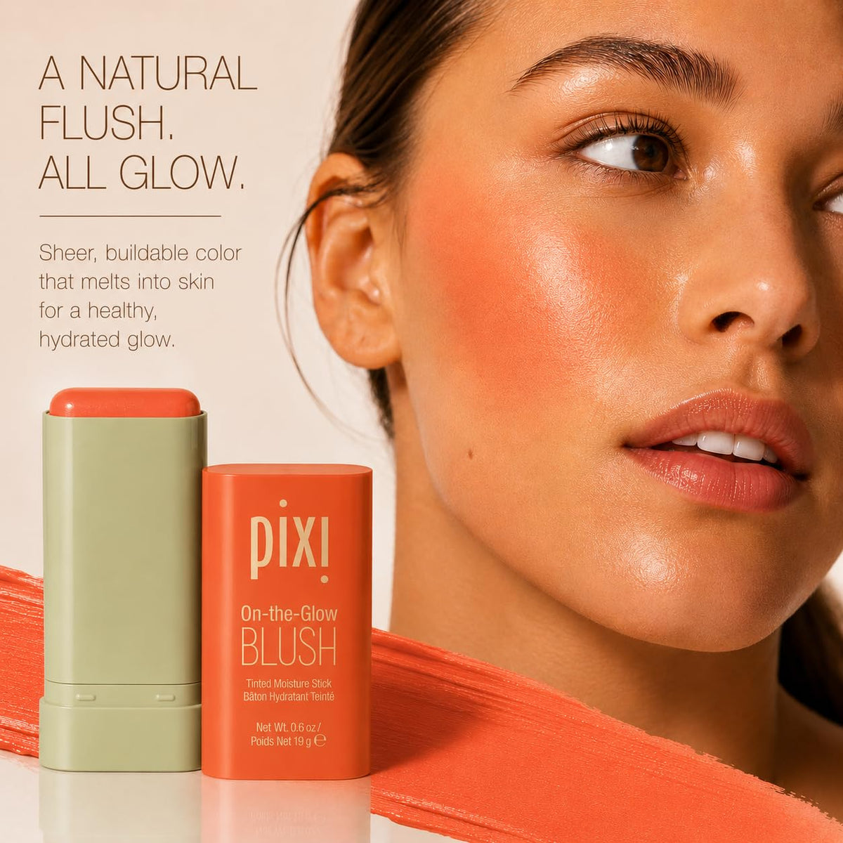 Pixi ON-THE-GLOW Cream Blush Stick for Cheeks, Juicy