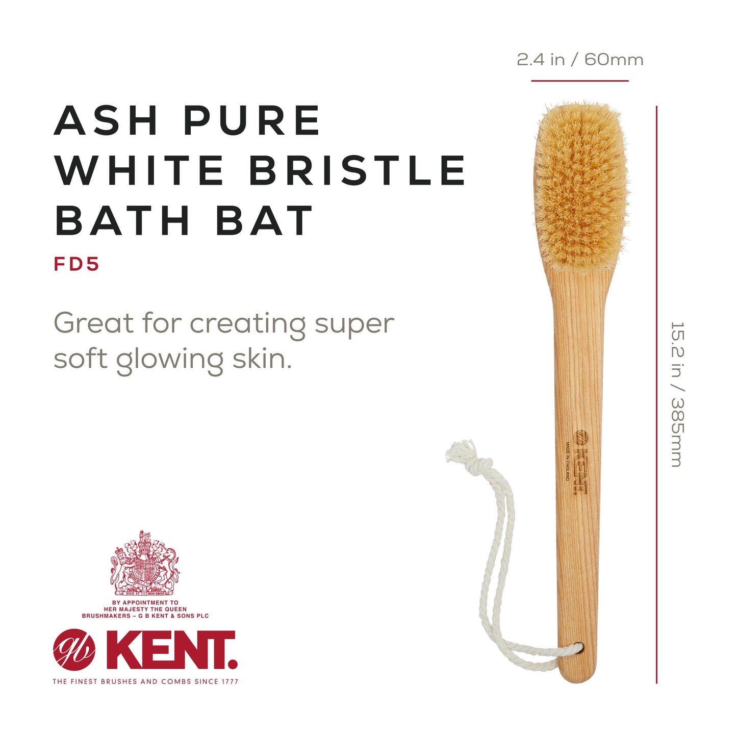 Kent FD5 Beechwood Wood Long Handle Shower Bath Body Brush. for Skin Exfoliate and Massage. 100% Boar Bristles. Best Back Body, Foot and Leg Scrubber Beauty and Personal Care KENT