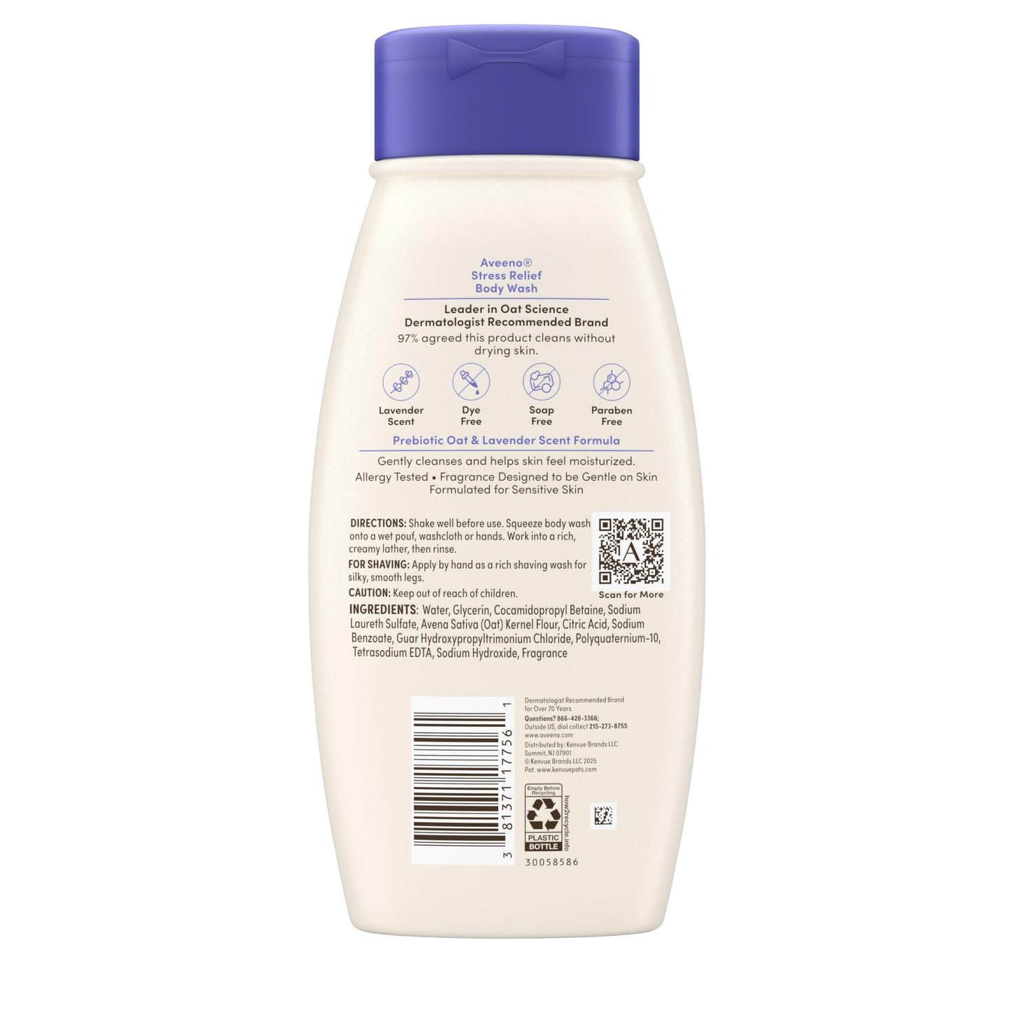 Aveeno Stress Relief Body Wash with Nourishing Oat & Lavender Scent for Sensitive Skin, Gently Cleanses & Helps You Feel Calm & Relaxed in the Shower Beauty & Personal Care Aveeno