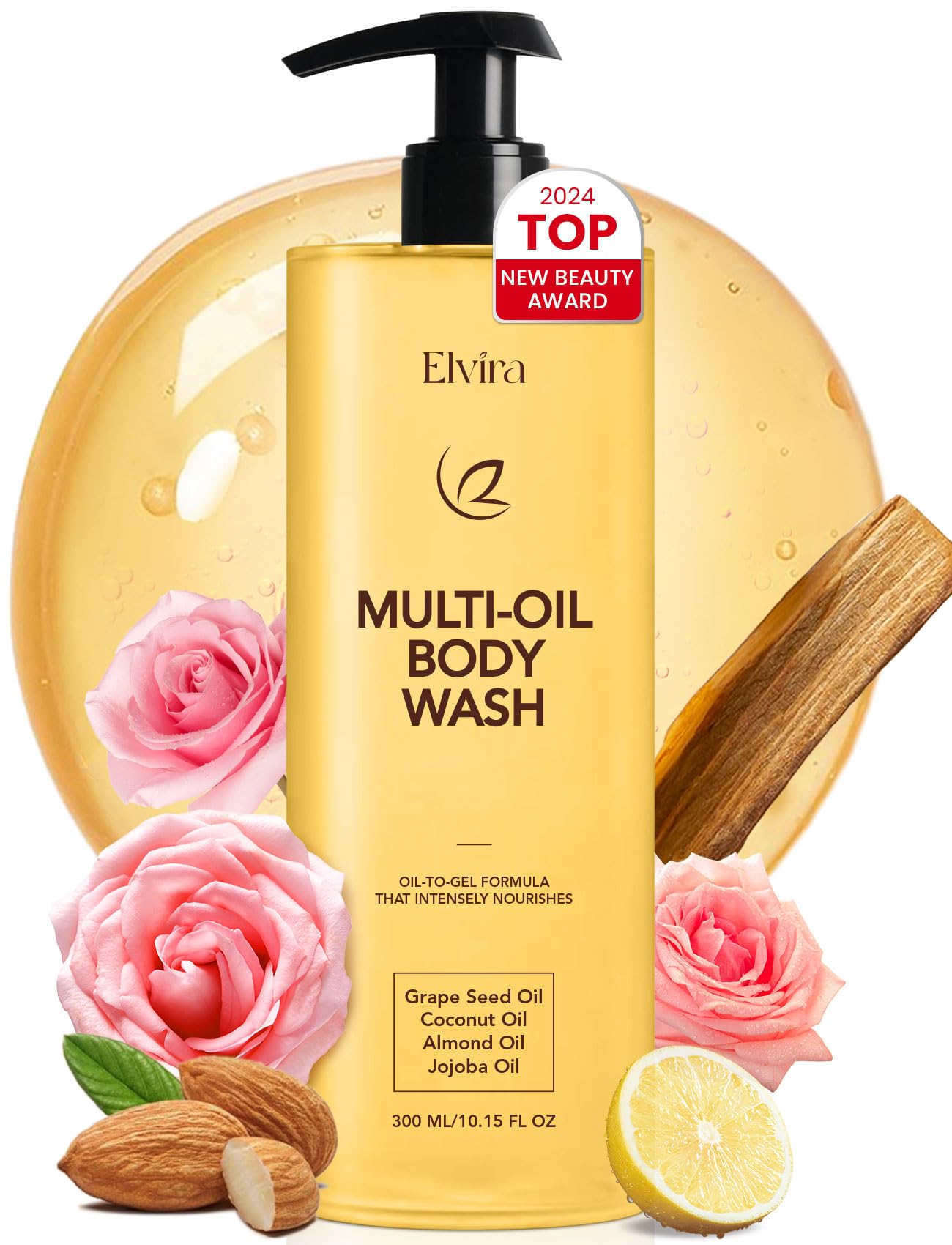 Elvira Multi-Oil Cleansing & Hydrating Shower Oil, Body Wash for Women, Oil-to-Milky Lather, Moisturized and Softer Skin Beauty & Personal Care Elvira