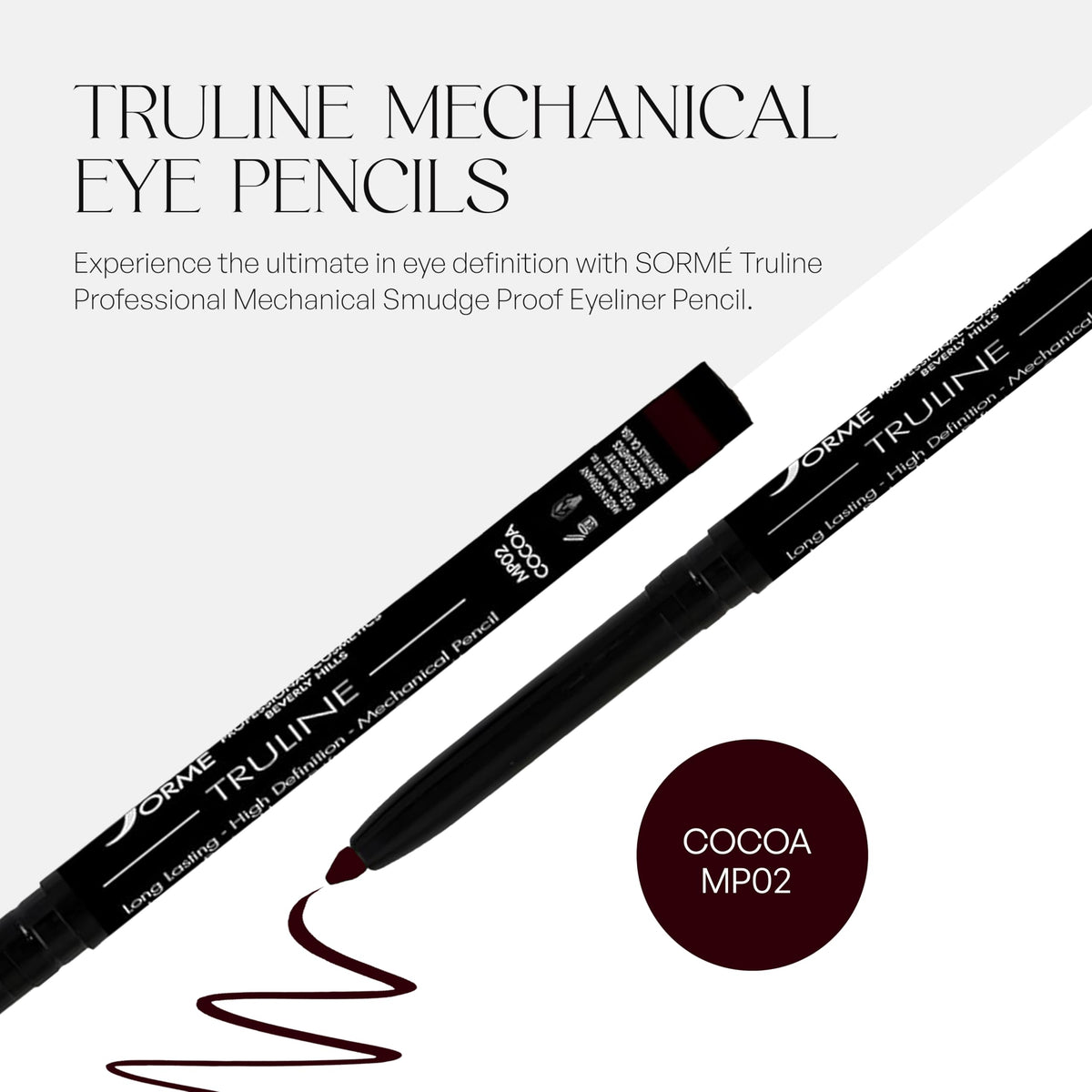 SORMÉ Truline Professional Mechanical Smudge Proof Eyeliner Pencil - Vitamin E Waterproof Gel Formula with Finest Color Pigment & Ultra Creamy Beauty & Personal Care SORMÉ