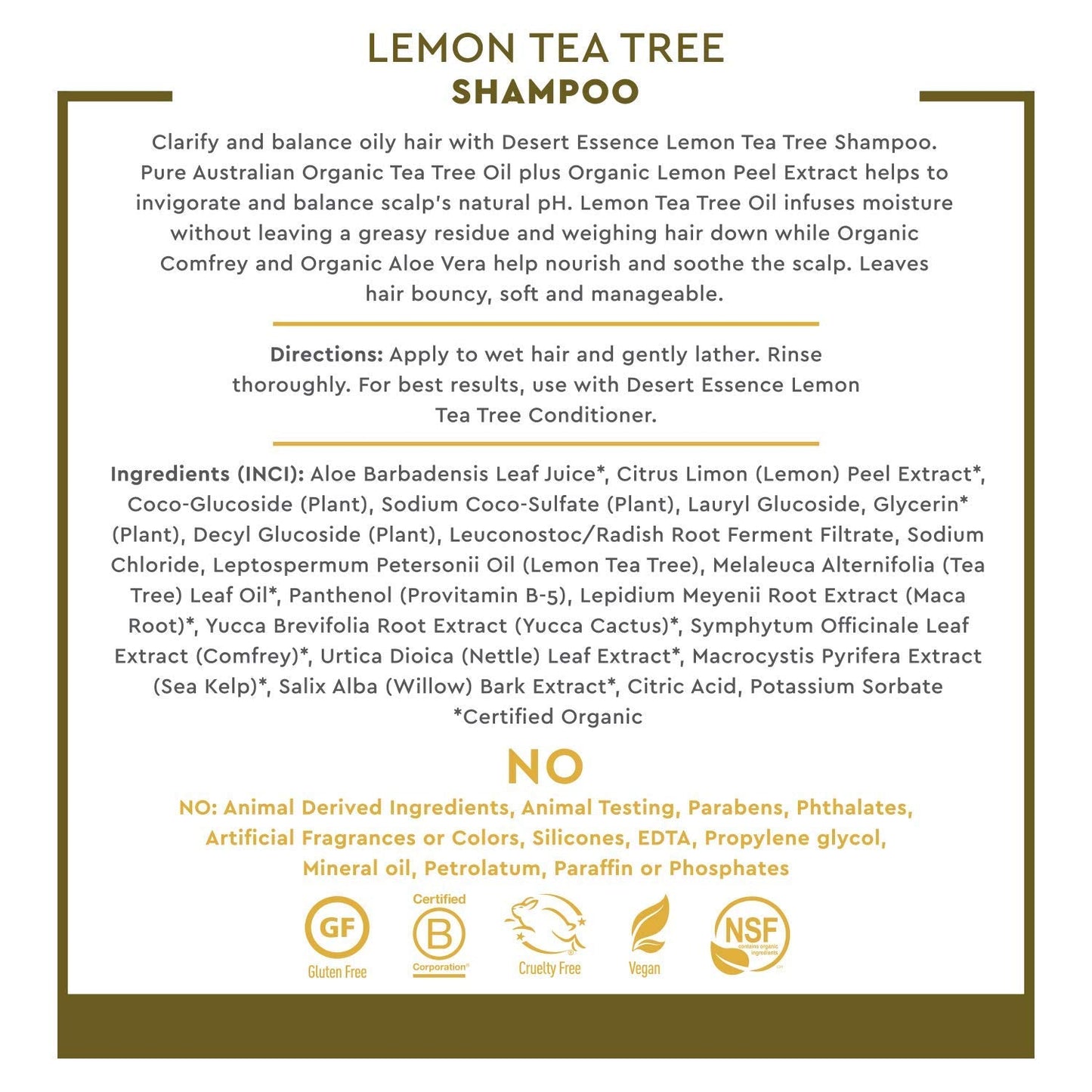 Desert Essence Lemon Tea Tree Shampoo & Conditioner Bundle - 8 Fl Ounce - Clarifying For Oily Hair - Essential Oils - Strengthen & Protect Hair Beauty & Personal Care Desert Essence