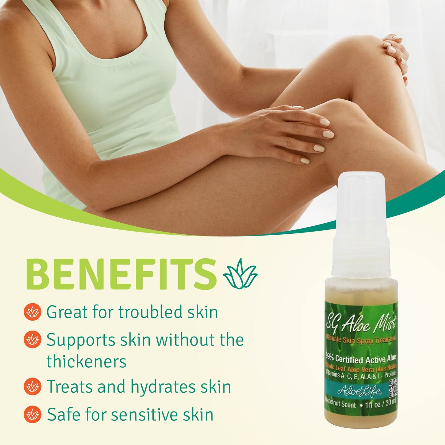 Aloe Life SG Aloe Mist Gel - Topical Skin Conditioner, Whole Leaf Aloe Vera Juice Concentrate, Contains Special Skin Actives, Vitamin A, C, & E, Helps Beauty & Personal Care Aloe Life