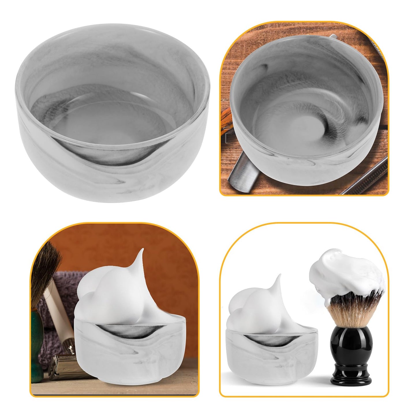 VICASKY Marble Pattern Shaving Soap Bowl for Men Small Deep Porcelain Soap Shaving Bowl Decorative Barber Use Beauty and Personal Care VICASKY