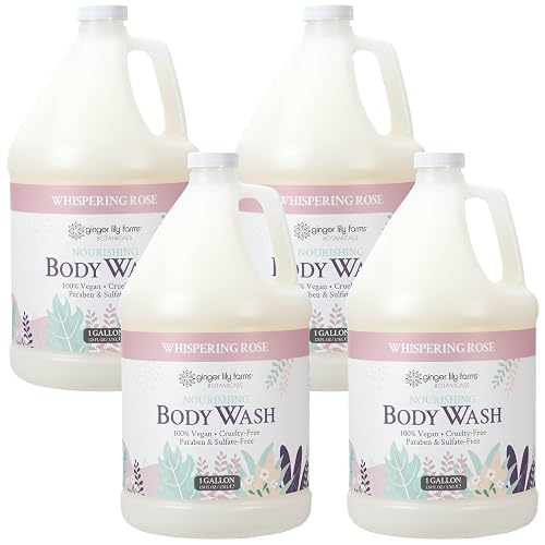 Ginger Lily Farms Botanicals Nourishing Body Wash, 100% Vegan & Cruelty-Free, Whispering Rose Scent, 1 Gallon (Pack of 4) Beauty & Personal Care Ginger Lily Farms