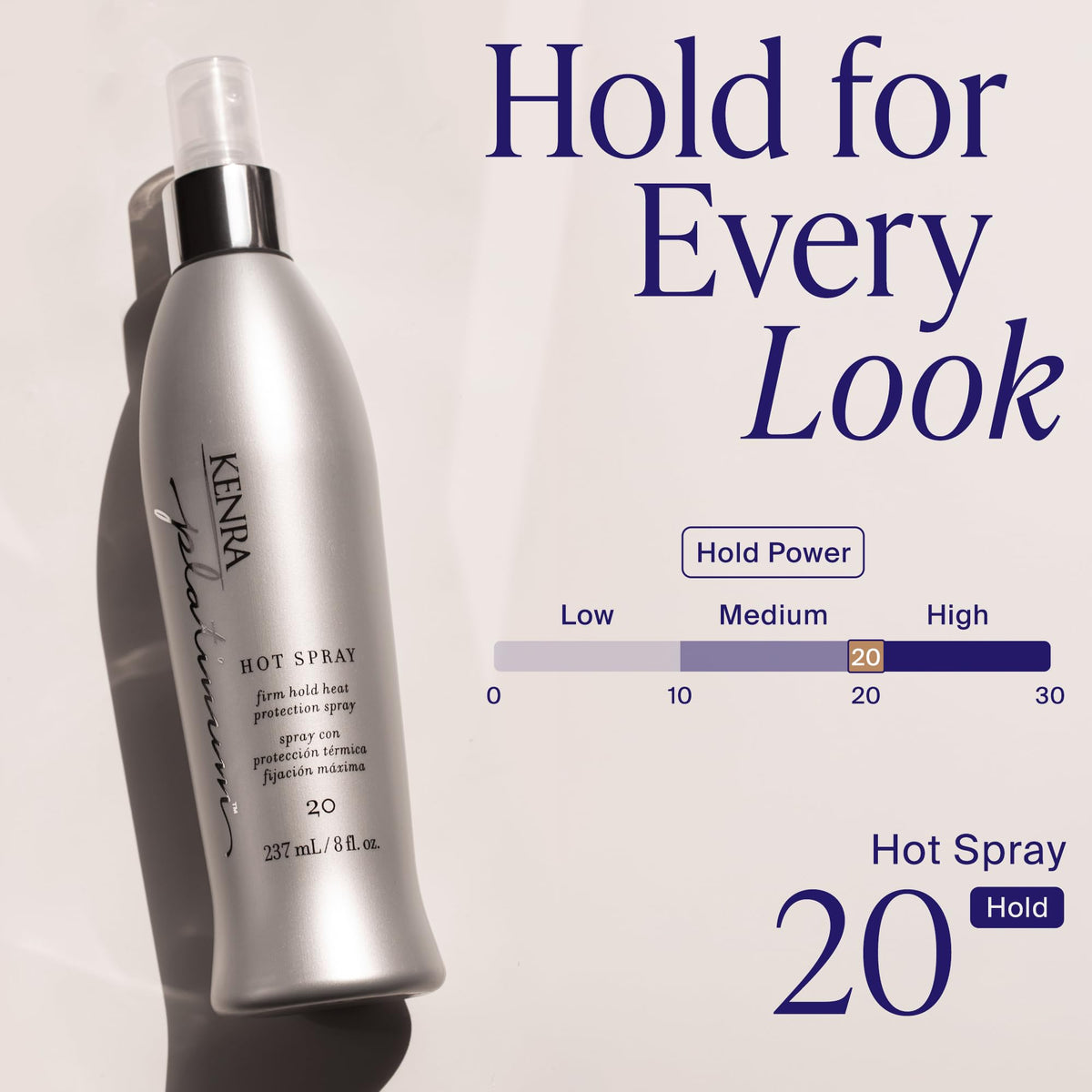 Kenra Platinum Hot Spray 20 | Heat Protection Styler | Long-Lasting, Firm Hold | Adds Vibrant Shine | Humidity & Thermal Protection | Clean Release