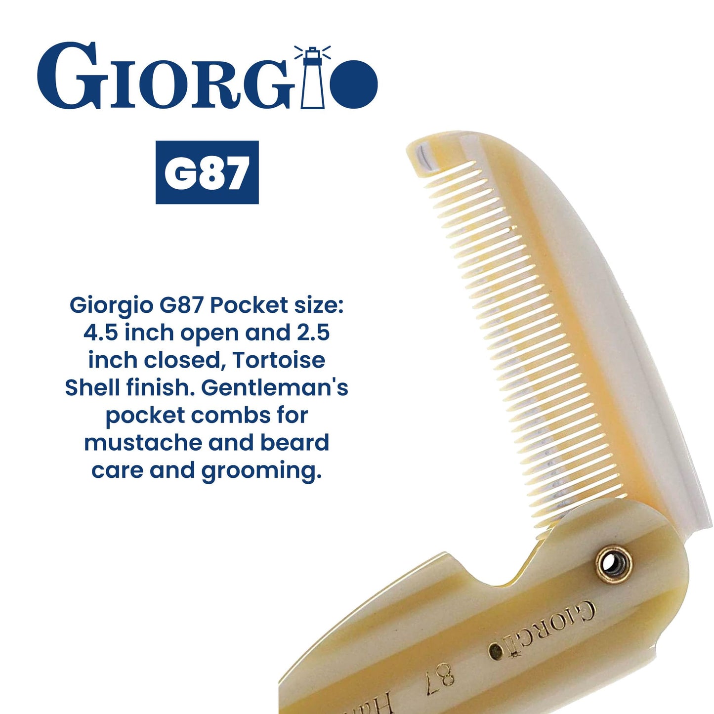 Giorgio G87 Folding Mustache and Beard Comb, Small Pocket Comb for Men Everyday Grooming and Hair Care. Handmade, Saw-cut and Hand Polished Styling Beauty and Personal Care GIORGIO