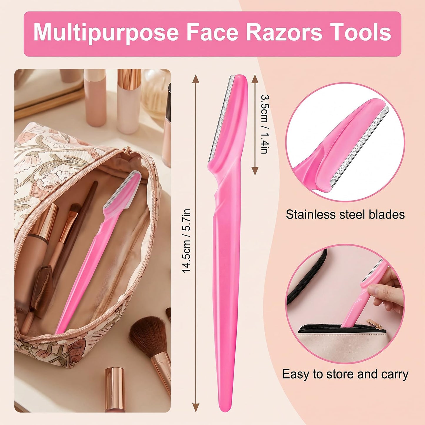 HFATMOS Eyebrow Razor, Face Razors for Women Men Multipurpose Exfoliating Face Shaver Facial Hair Removal Tools Eyebrow Trimmer with Protective Cover Beauty and Personal Care HFATMOS