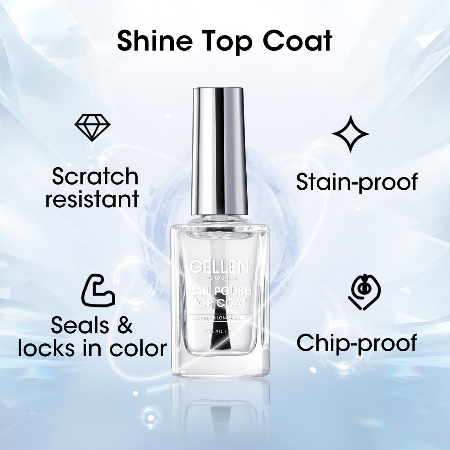 GELLEN Clear Nail Polish Base Top Coat, Clear Pink Base Coat & Shine No Wipe Top Coat Strengthen Thin Damaged Natural Nails, Quick Dry Sheer Regular Beauty and Personal Care GELLEN
