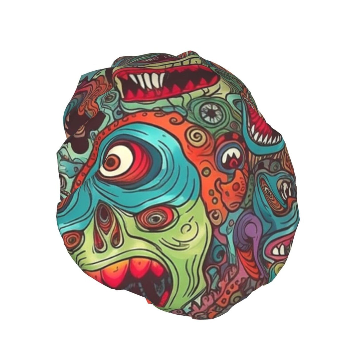 Abstract Monster Shower Cap For Women Reusable Double Layers Bathing Bath Cap Hair Caps Waterproof Elastic Band Ladies Spa Salon Shower Hat Hair Caps Beauty and Personal Care GDSHJKLW