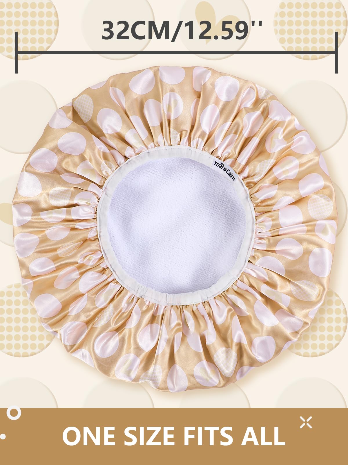 Years calm Terry Lined Shower Cap, Triple Layer Heart Motifs,Waterproof Reusable Elastic,Hair Shower Cap for Women,Terry Cloth Shower Caps Beauty and Personal Care Years calm