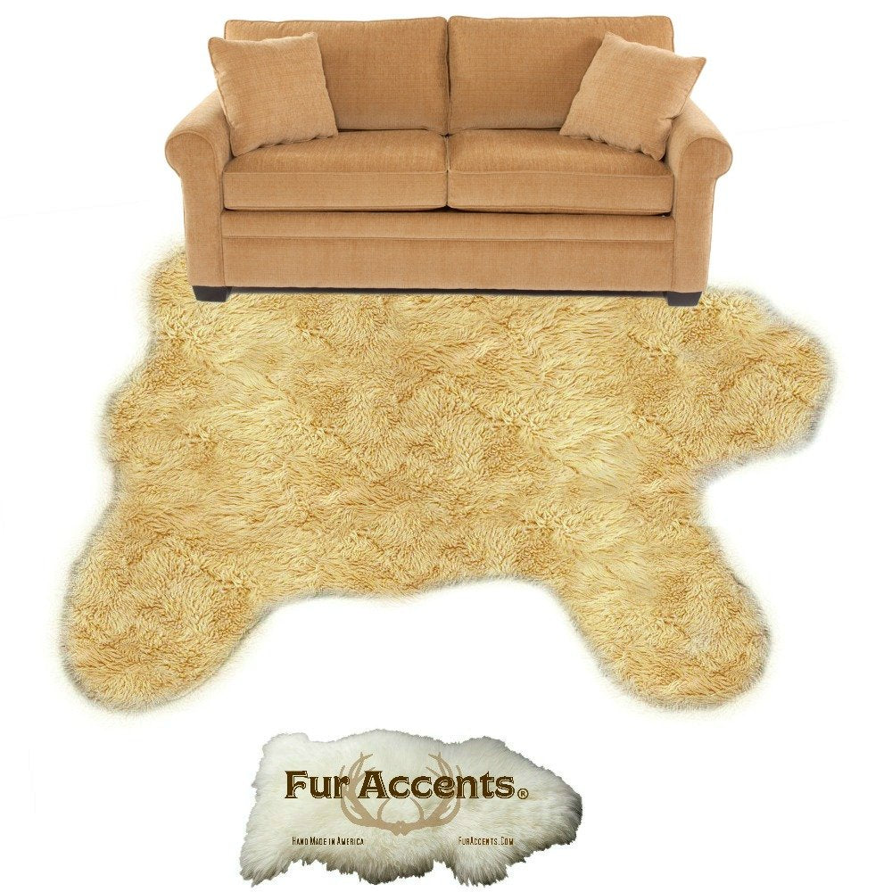 Large Bear Skin Area Throw Rug - Luxury Soft Faux Fur - Available in 6 Colors - Ultra Suede Lining - Fur Accents Original - USA (8'x10', Tan) Beauty and Personal Care Fur Accents