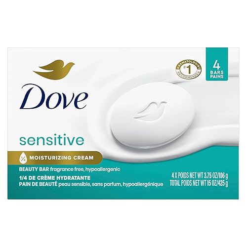 Dove Beauty Bar Soap Sensitive, 4 Bars for Sensitive Skin, Fragrance Free and Hypoallergenic 3.75 oz Beauty & Personal Care Dove