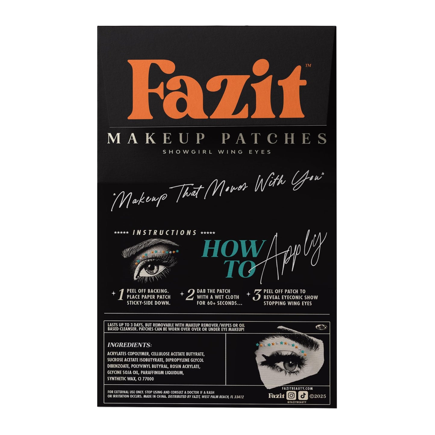 Fazit Makeup Patches - Show Stopping Wing Eyes - Glow Up Make-Up Patches - Cute Glitter Makeup Accessories For Women - Cosmetic Glitter For Face Beauty & Personal Care Fazit