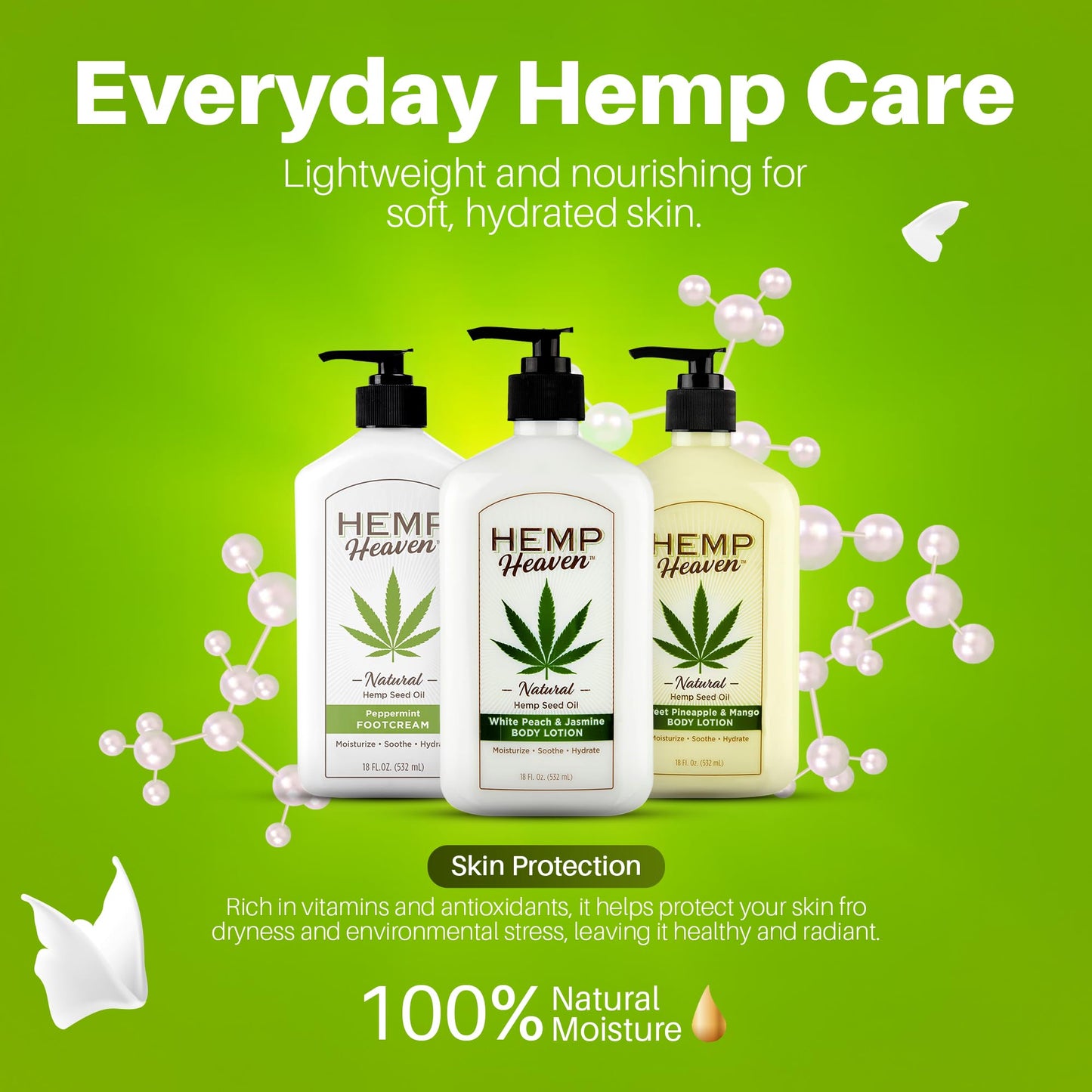 Hemp Heaven Hemp Lotion - Natural Hemp Seed Oil, Paraben-Free, 18 oz, Made in USA, Nourishing for Men & Women, EWG Verified, Anti-Aging (Peach Beauty & Personal Care Hemp Heaven