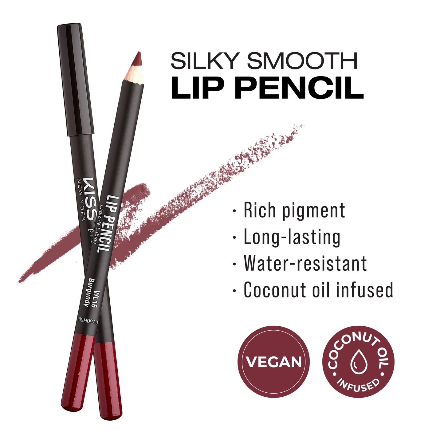 Kiss New York Professional Slim Long-Wear Lip Liner Pencil, Matte Finish Beauty & Personal Care Kiss