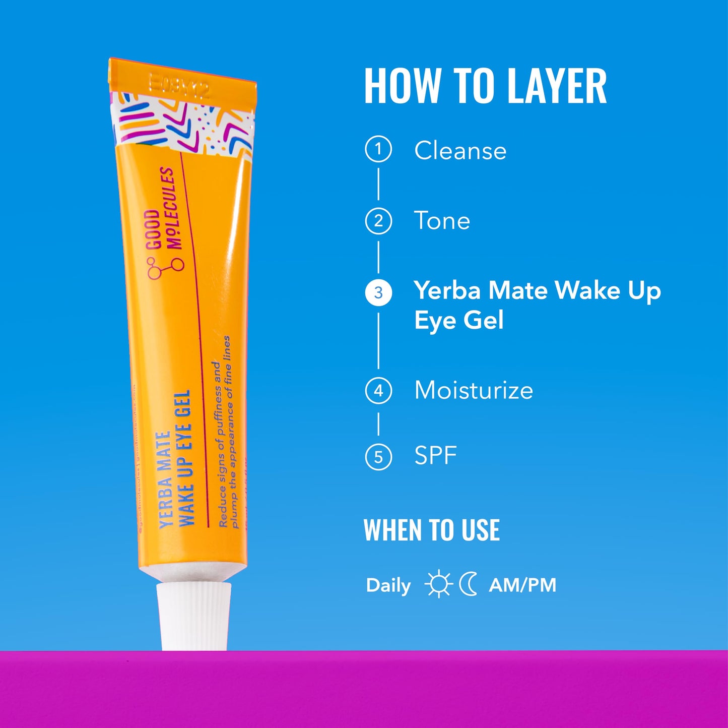 Good Molecules Yerba Mate Wake Up Eye Gel - Hydrating Under Eye Gel Cream with Hyaluronic Acid and Caffeine - Target Dark Circles and Puffiness - Skin Beauty & Personal Care Good Molecules