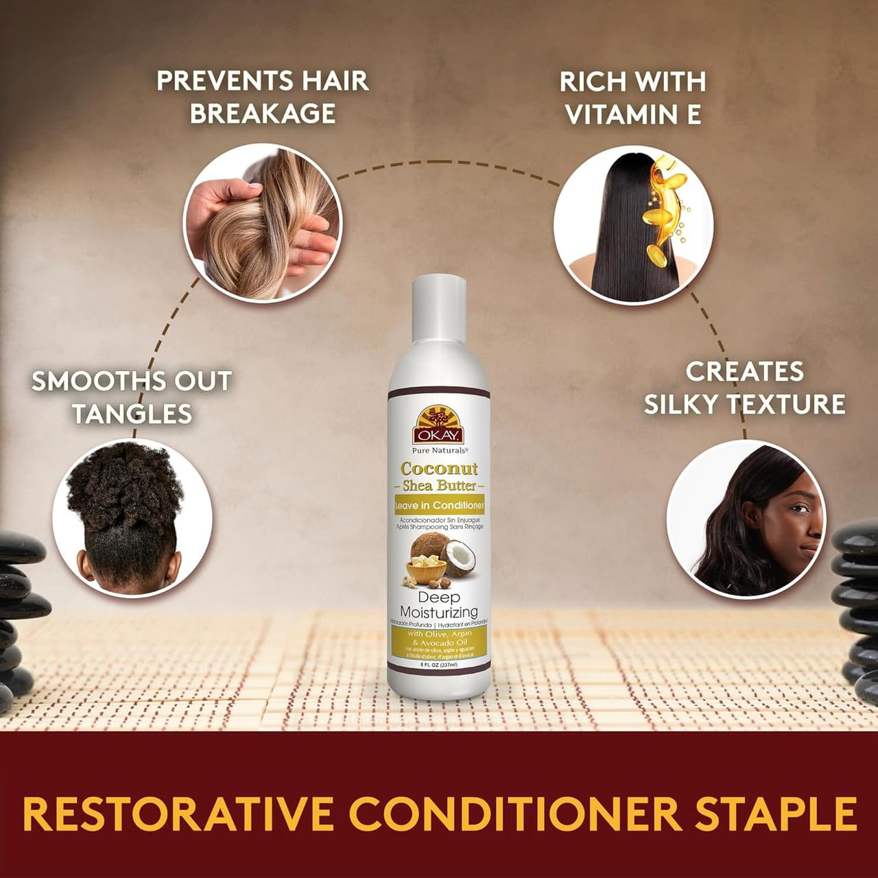 OKAY | Coconut & Shea Butter Leave-In Conditioner | For All Hair Types & Textures | Fortify - Strengthen - Revitalize | With Olive, Argan & Avocado Beauty & Personal Care OKAY