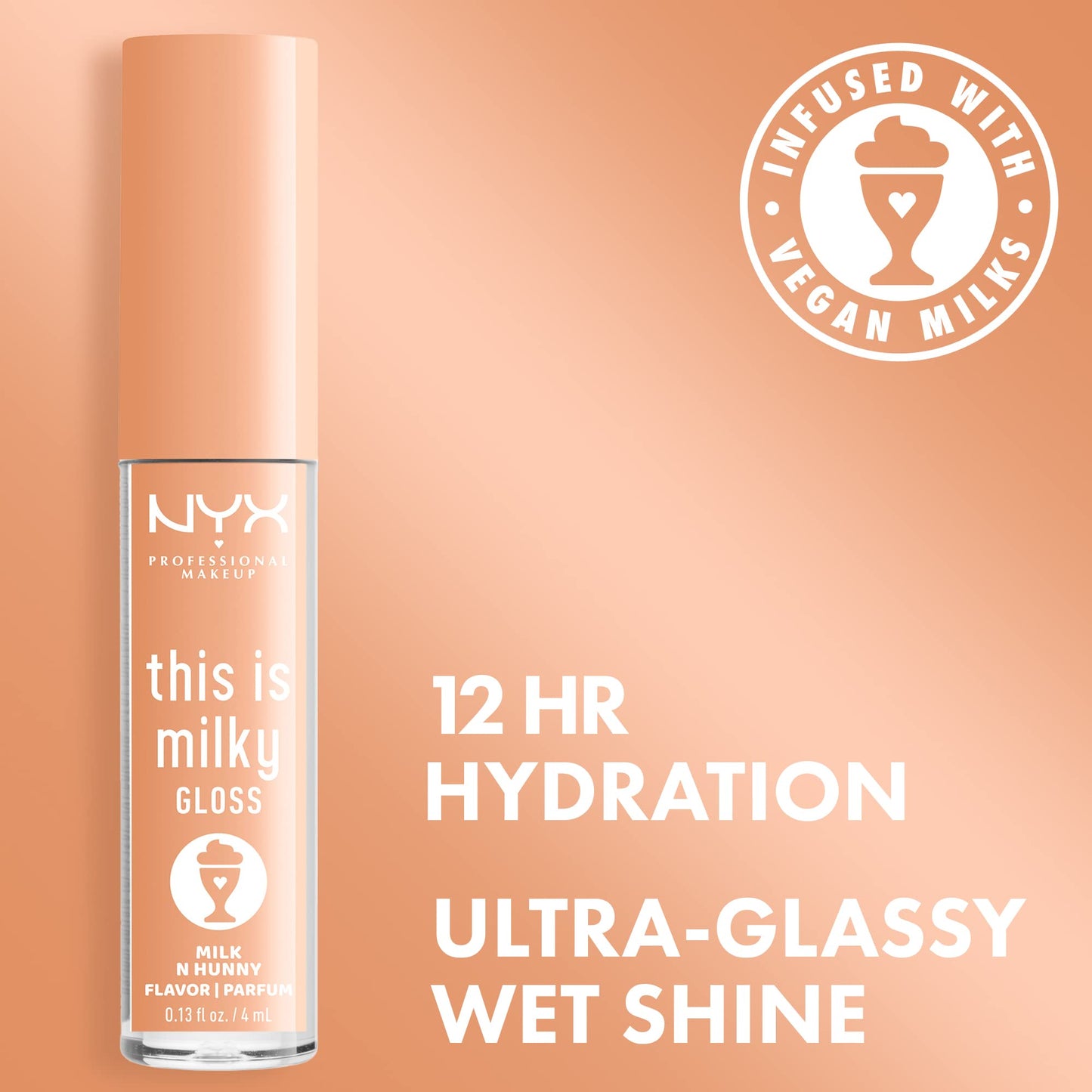 NYX PROFESSIONAL MAKEUP This Is Milky Gloss, Lip Gloss with 12 Hour Hydration, Vegan - Milk & Hunny (Honey Nude) Beauty & Personal Care NYX PROFESSIONAL MAKEUP