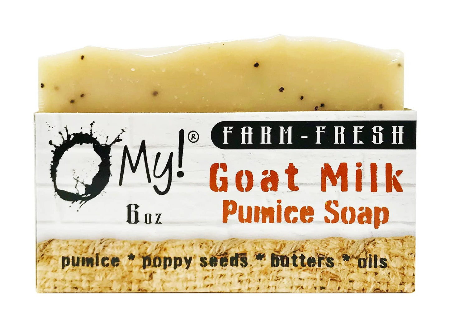 O My! Goat Milk Pumice Soap 6oz | Made with Farm-Fresh Goat Milk | Free of Parabens & More | Handcrafted USA Beauty & Personal Care O My!