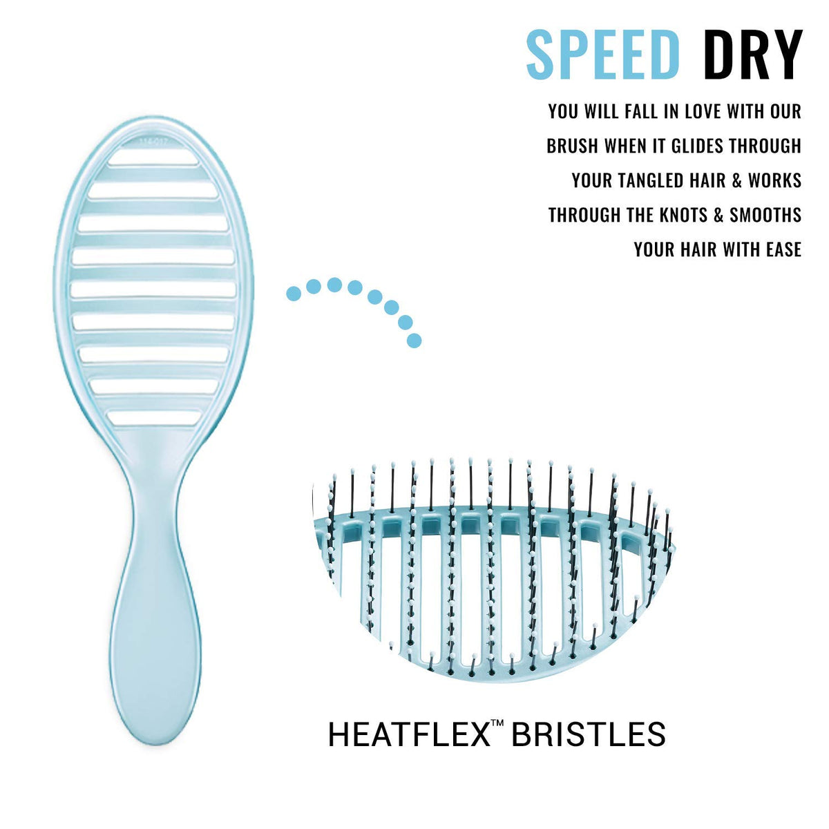 Wet Brush Speed Dry Hair Brush - Blue (Osmosis) - Vented Design and Ultra Soft HeatFlex Bristles Are Blow Dry Safe With Ergonomic Handle Manages