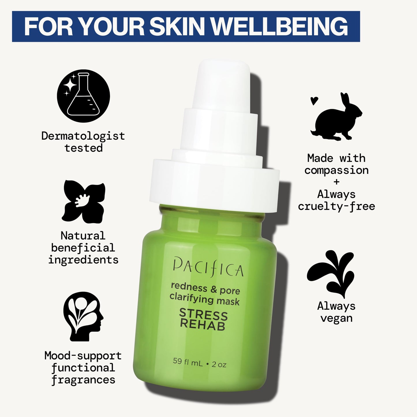 Pacifica Stress Rehab Redness & Pore Clarifying Face Mask, Niacinamide & Caffeine Facial Mask for Redness Relief, Pore Minimizer for Oily Skin, Clean Beauty & Personal Care Pacifica
