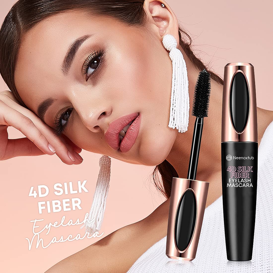 Neenoxtub 4D Silk Fiber Lash Mascara, Lengthening and Thick, Long Lasting, Waterproof & Smudge-Proof, Hypoallergenic Formula 2 Pack Black Beauty & Personal Care Neenoxtub
