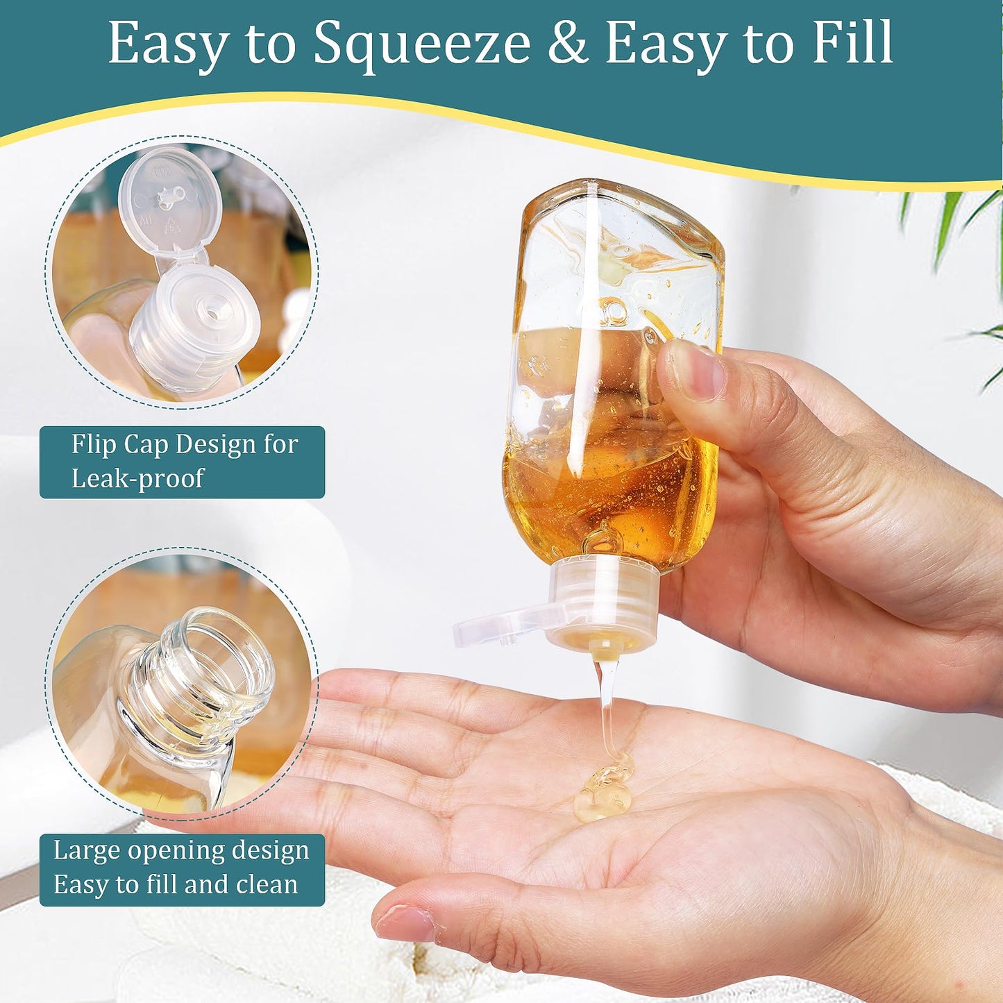 Cosywell Leakproof Squeeze Bottles Travel Kit - 4pc 3.4 oz TSA Approved for Shampoo, Conditioner and Toiletries Beauty and Personal Care Cosywell