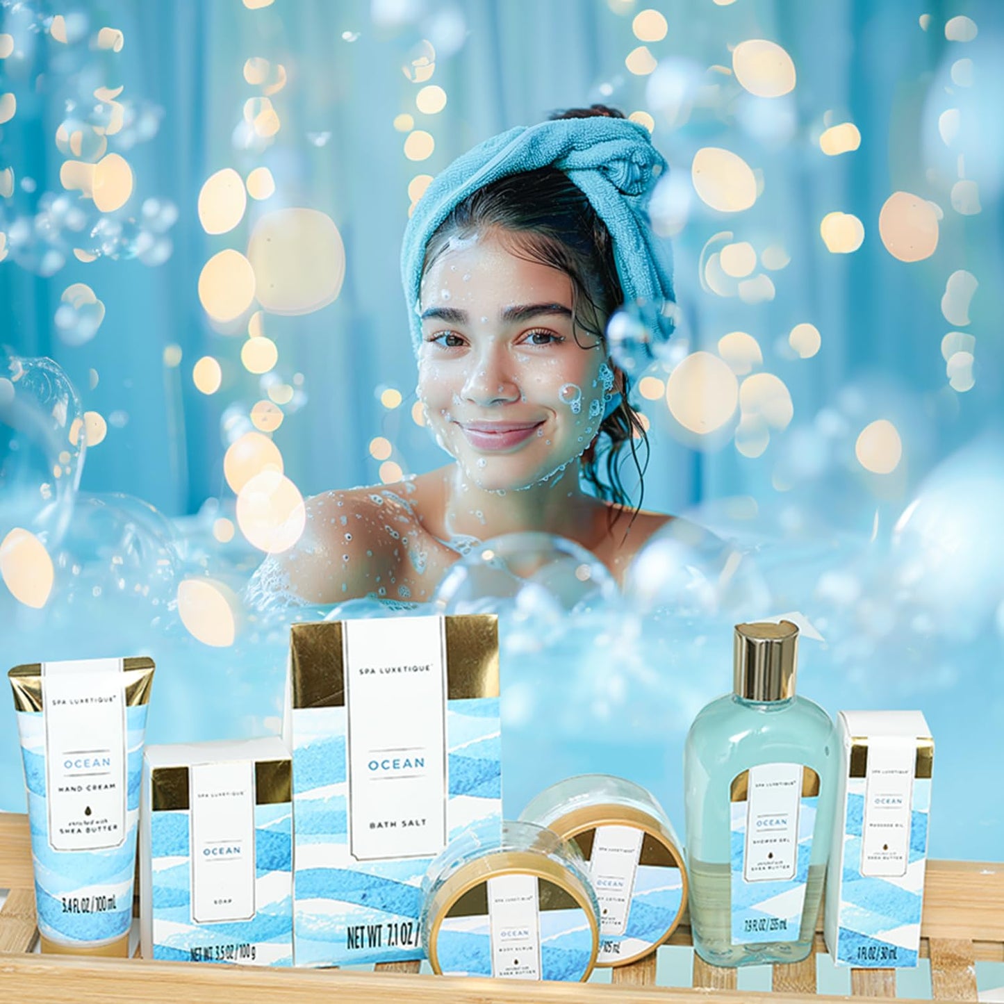 Spa Gift Basket for Women, Spa Luxetique Bath Gift Set - 12 Pcs Ocean Scented Home Bath Kit, Includes Bath Bombs, Body Scrub, Bubble Bath, Body Lotion Beauty and Personal Care spa luxetique