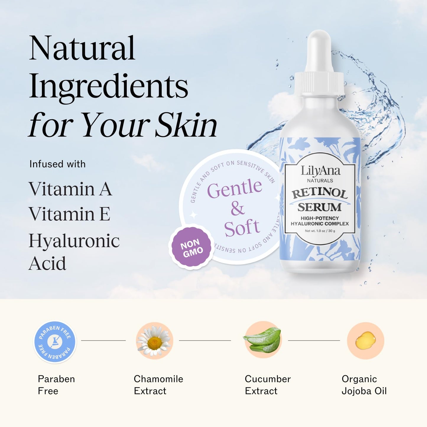 LilyAna Naturals Retinol Serum - Made in USA, Anti Aging Face Serum with Hyaluronic Acid and Vitamin E, Reduces Age Spots and Sun Damage, Promotes Beauty & Personal Care LilyAna Naturals