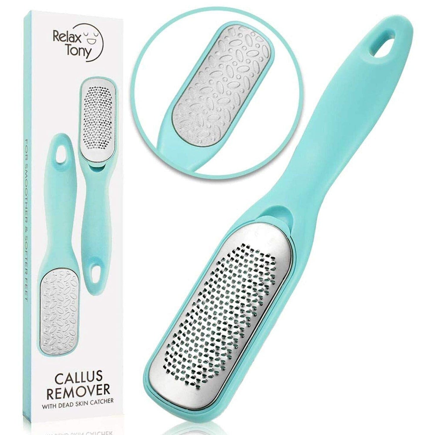 Relax Tony Callus & Dead Skin Remover - Dual-Sided - for Wet & Dry Exfoliation: Scrub, File & Rasp for Smooth Feet - Pedicure Tool - Foot File Callus Beauty & Personal Care Relax Tony