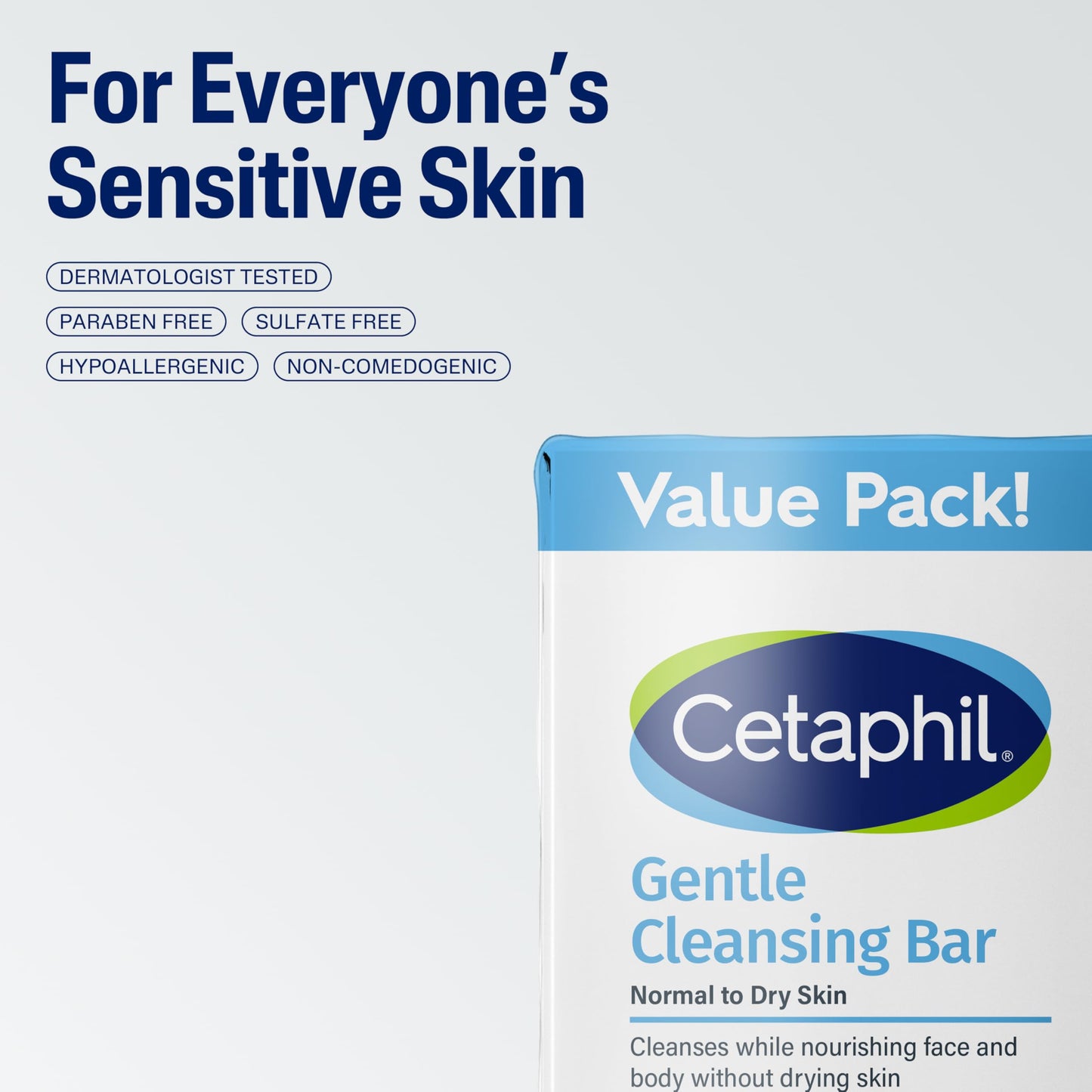 Cetaphil Gentle Cleansing Face and Body Bar, 4.5 oz Bar (Pack of 6), Nourishing Cleanser Bar For Dry, Sensitive Skin, Non-Comedogenic, (Packaging May Beauty & Personal Care Cetaphil