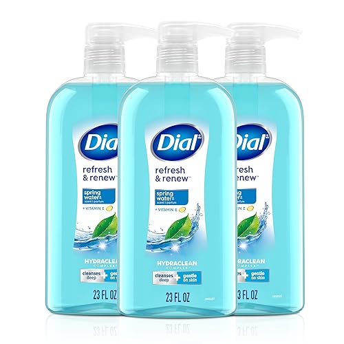 Dial Body Wash, Refresh & Renew Spring Water, 23 Fl Oz (Pack of 3), Hydraclean Complex & Vitamin E, Gentle, Leaves Skin Feeling Nourished Beauty & Personal Care Dial