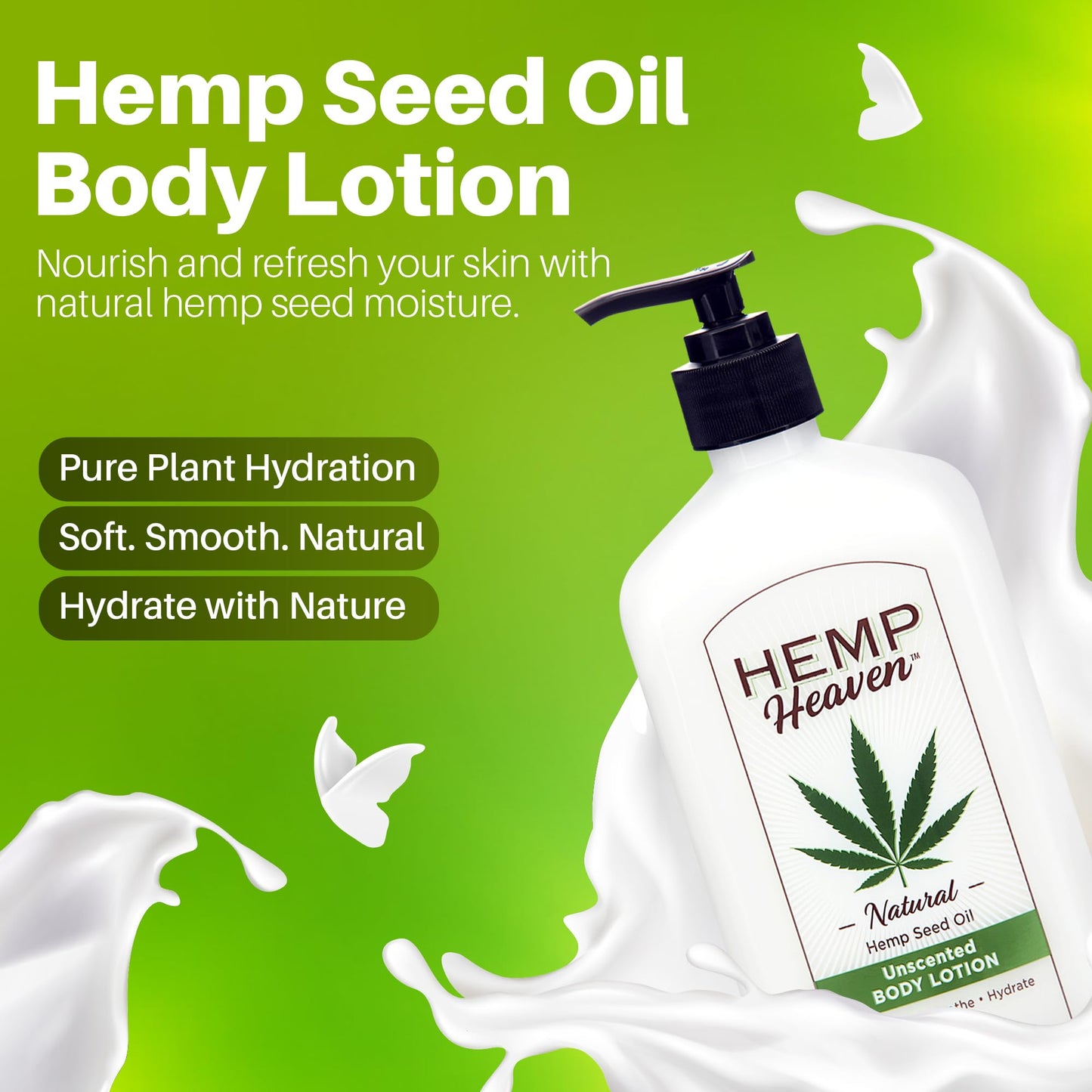 Hemp Heaven Hemp Lotion - Natural Hemp Seed Oil, Paraben-Free, 18 oz, Made in USA, Nourishing for Men & Women, EWG Verified, Anti-Aging (Unscented) Beauty & Personal Care Hemp Heaven
