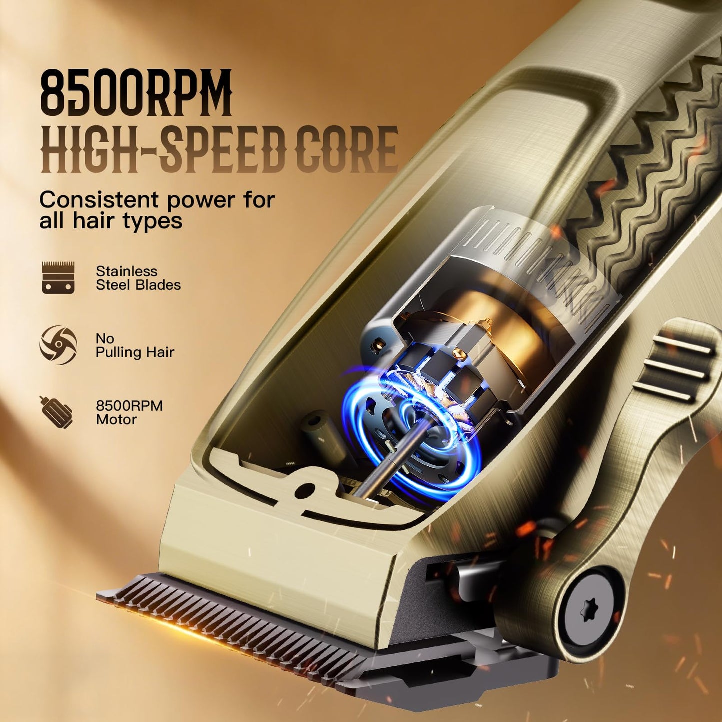 QQTIN Hair Clippers for Men Professional, Cordless Clippers and Trimmers Set for Hair Cutting, 8500RPM Rechargable Electric Hair Trimmer Beauty and Personal Care QQTIN