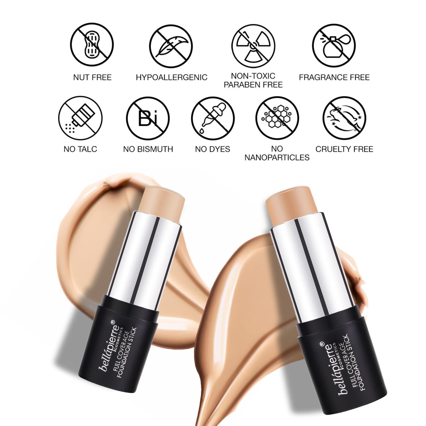 bellapierre Mineral Foundation Stick | Full Coverage Matte Finish | Cruelty Free | Non-Toxic and Paraben Free | Compact Tube - 0.35 Oz - Deep Beauty & Personal Care bellapierre