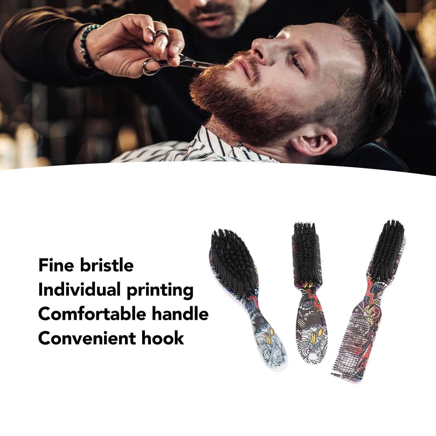 3pcs Beard Brush Set, 2 in 1 Barber Beard Brush, Comb and Brush Reinforced Bristles Portable and Lightweight for Stylingand Grooming Beauty and Personal Care Brrnoo