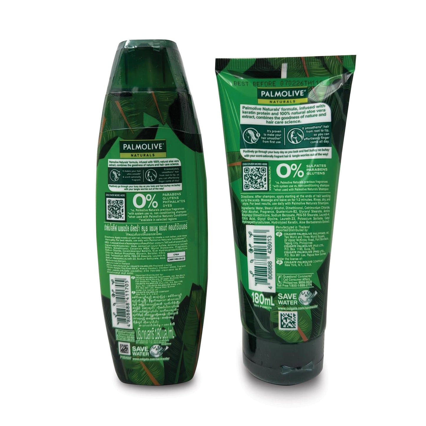 Palmolive Shampoo and Conditioner Set - Healthy & Smooth Aloe Vera & Fruit Vitamins (180ml x 2) Beauty & Personal Care Palm