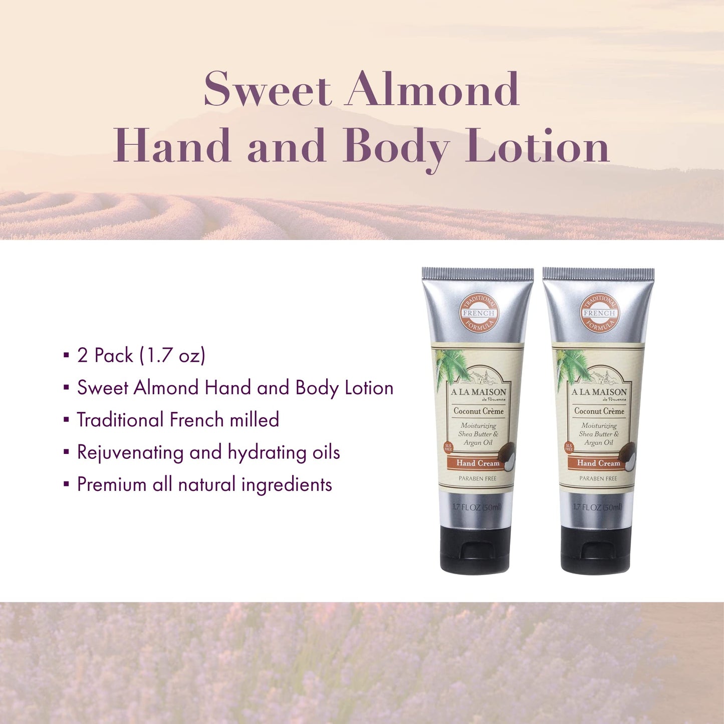 A LA MAISON Hand Cream, Sweet Almond, 1.7 Fluid Ounce, 2 Pack Beauty & Personal Care A LA MAISON