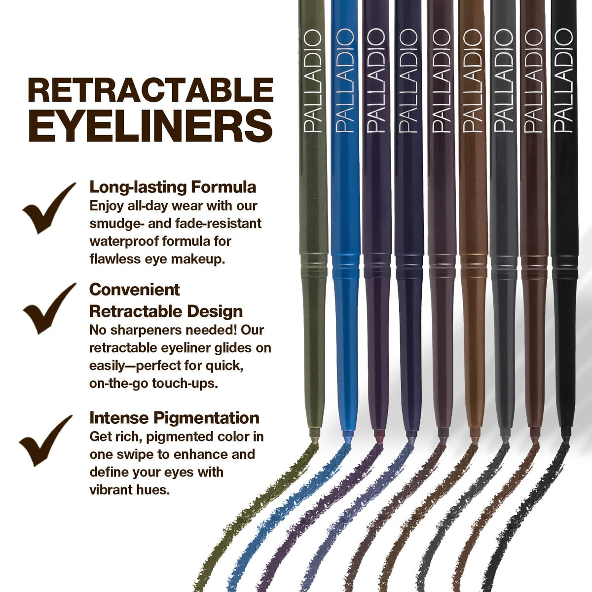 Palladio Retractable Waterproof Eyeliner, Eggplant, Creamy, Slip Twist Up Pencil Eye Liner, Smudge Proof Long Lasting Application, No Sharpener Beauty & Personal Care Palladio