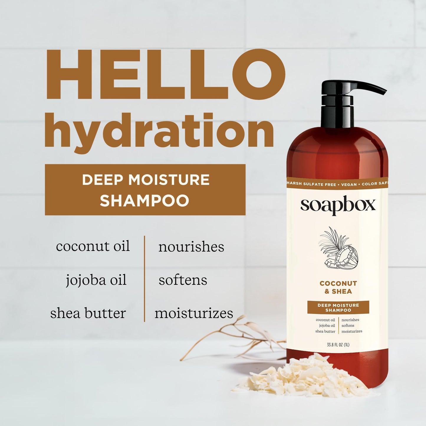 Soapbox Shampoo and Conditioner Set with Coconut Oil, Jojoba Oil, Aloe and Shea Butter to Moisturize and Nourish for All Hair Types, 1 Liter Each Beauty & Personal Care Soapbox