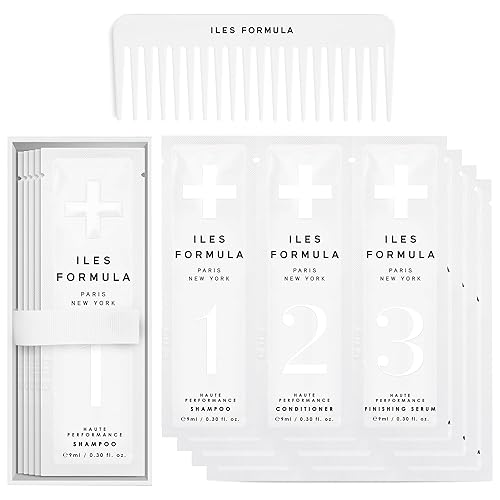 ILES FORMULA Signature Collection Discovery Set - Hydrating Trial Size Shampoo & Conditioner w/Sample Finishing Serum Blow Dry Cream for Dry, Damaged Beauty & Personal Care ILES FORMULA