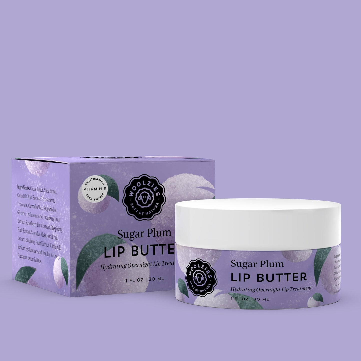 Hydrating Lip Mask with Hyaluronic Acid - Overnight Treatment for Soft, Smooth Lips - Shea Butter, Vitamin E & Natural Oils - 1 oz Jar (1 Ounce, Sugar Beauty and Personal Care Woolzies