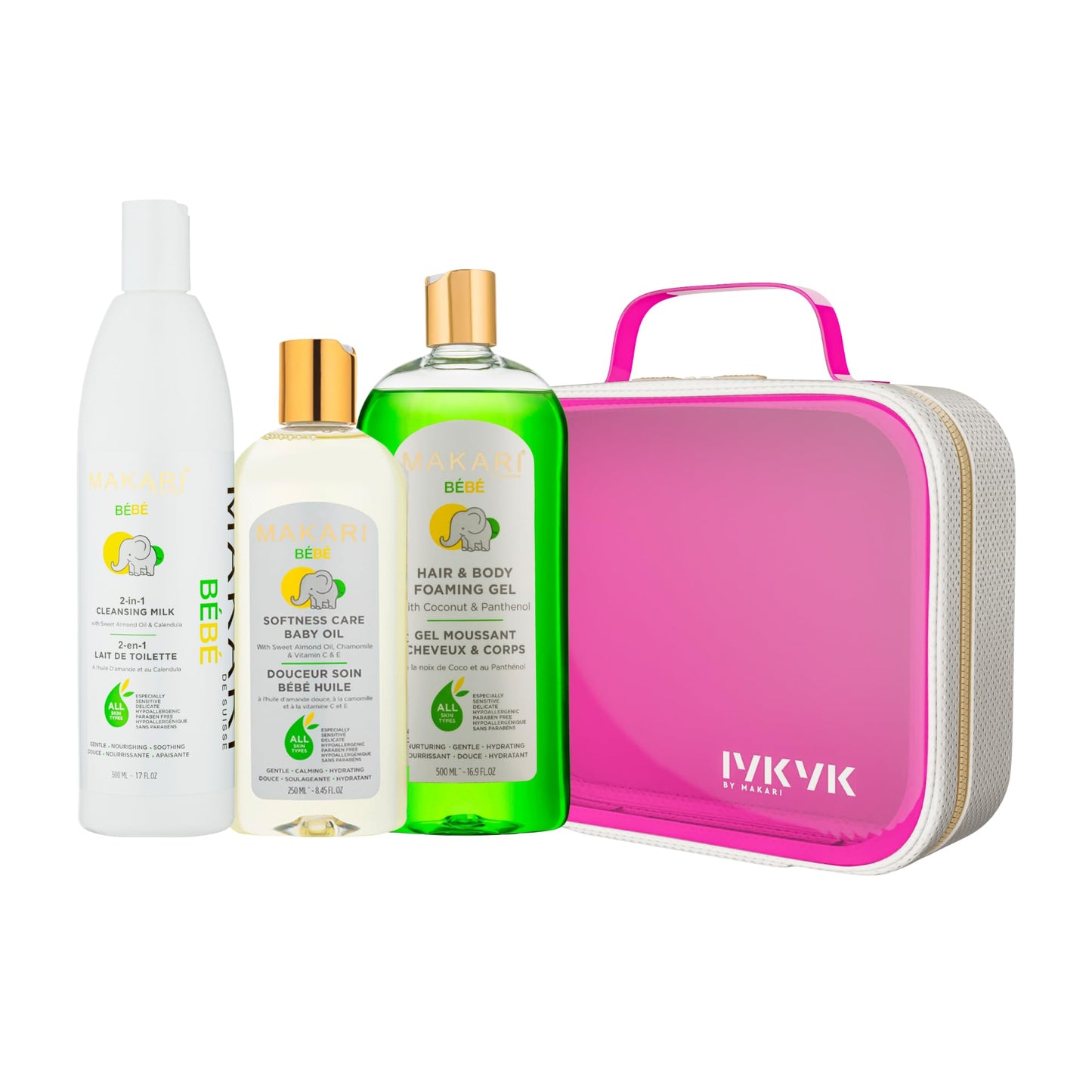 MAKARI Bebe 3-Piece Shower Gift Set - Foaming Gel, Cleansing Milk & Oil - Gentle, Nourishing Bath Routine for Newborn & Up - Hypoallergenic Beauty and Personal Care MAKARI